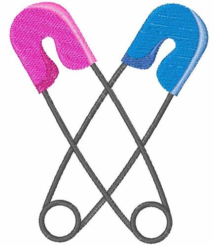 Crossed Baby Safety Pins Embroidery Design