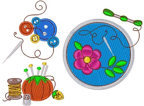 Embroidery Supplies Collage Embroidery Design
