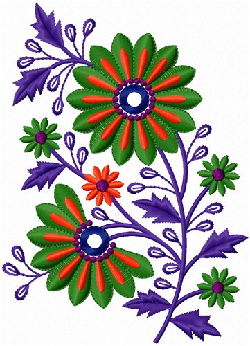 Colorful Kali Flowers Embroidery Design