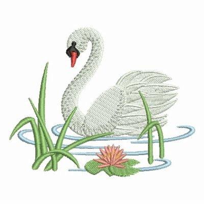Hand Embroidery Pattern: Swan with Flowers