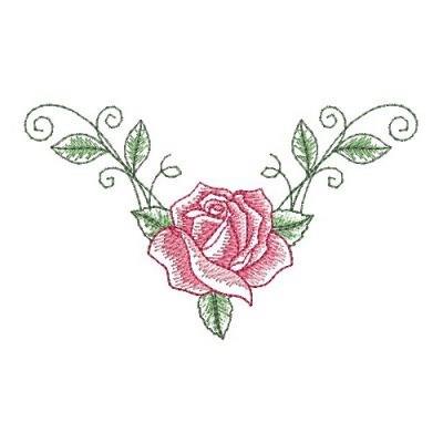 White And Pink Roses Embroidery Template For Design Of Clothes