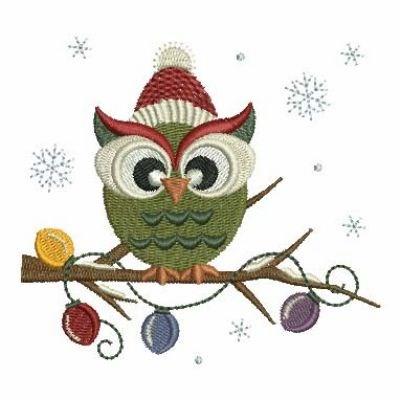 christmas owl with lights clip art