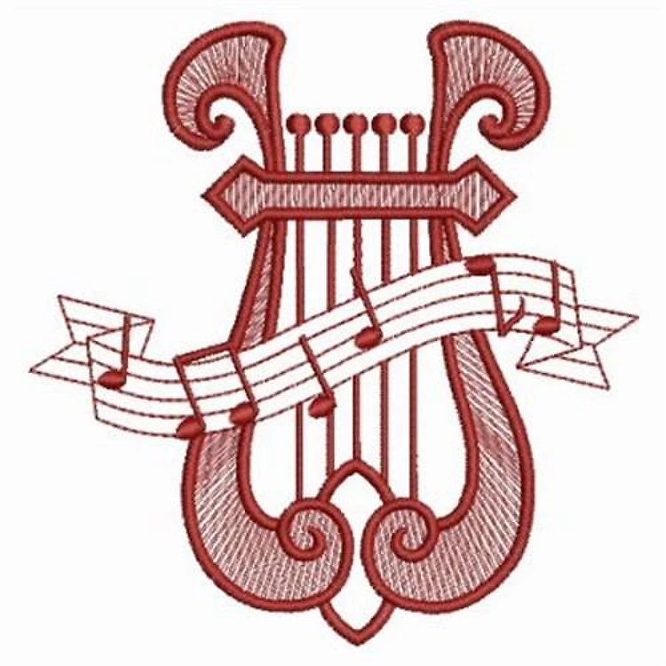 Redwork Musical Lyre