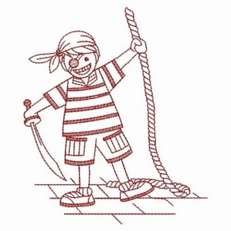Redwork Pirate Boy