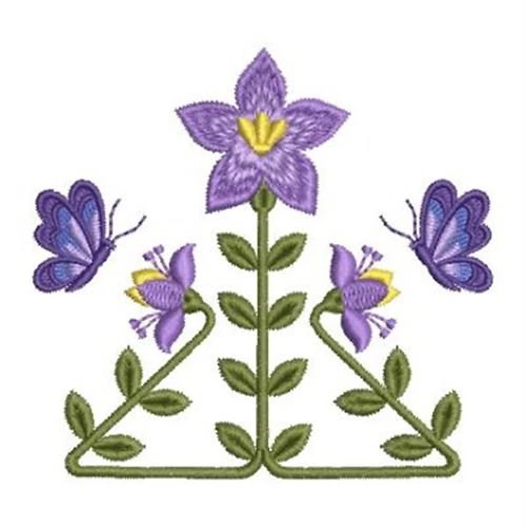 Purple Flower and Blue Butterflies