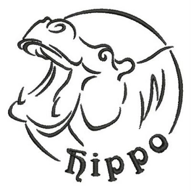 African Hippo Outline