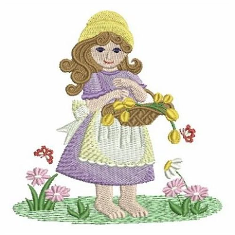Girl with Basket of Flowers
