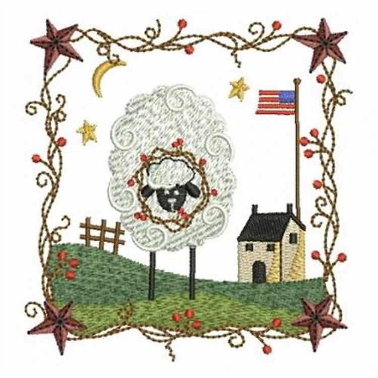 Patriotic Folk Art Sheep