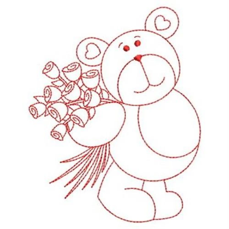 Redwork Bear Valentine