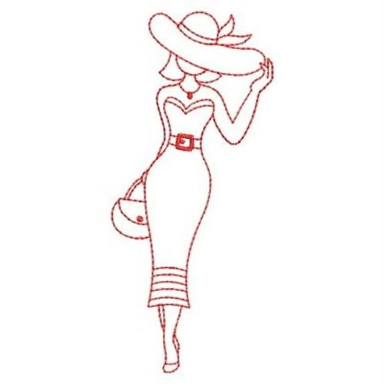 Redwork Fashion Girl