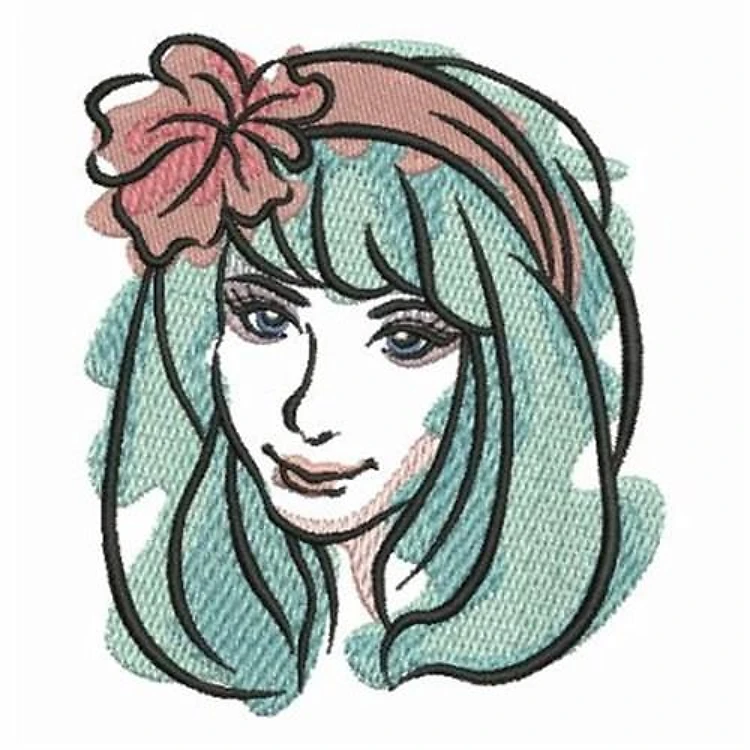 Teal Hair Floral Face