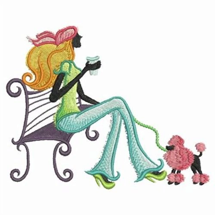 Woman and Poodle Coffee Break