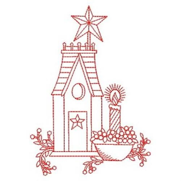 Redwork House Holiday