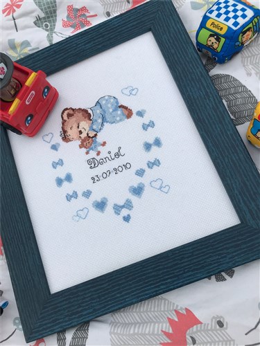 Boy Birth Announcement Counted Cross Stitch Kit