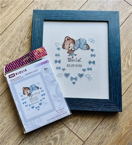 Boy Birth Announcement Counted Cross Stitch Kit