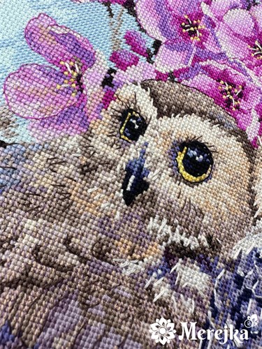 Owls In Blossoms Counted Cross-Stitch Kit