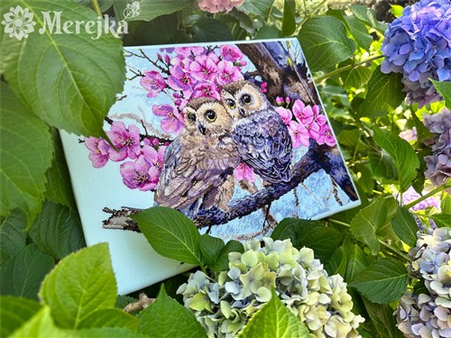 Owls In Blossoms Counted Cross-Stitch Kit