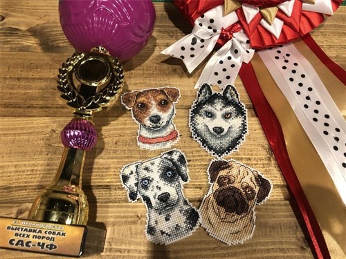Dog Magnets Plastic Canvas Counted Cross Stitch Kit