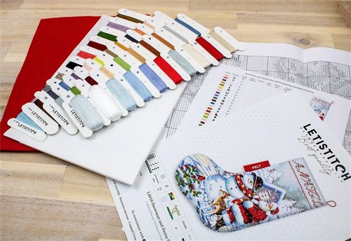 Counted Cross Stitch Kit Snowman and Santa Stocking