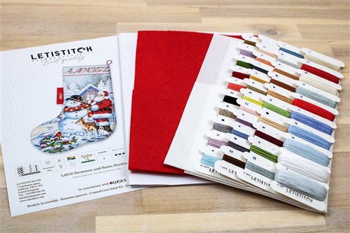 Counted Cross Stitch Kit Snowman and Santa Stocking