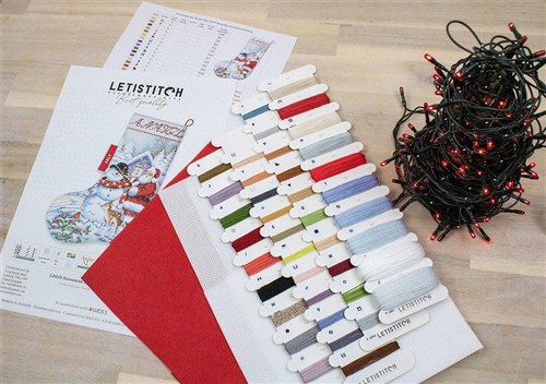 Counted Cross Stitch Kit Snowman and Santa Stocking