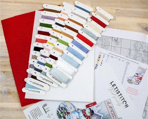 Counted Cross Stitch Kit Snowman and Santa Stocking