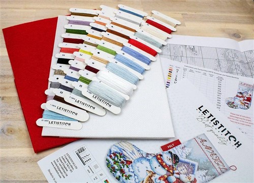 Counted Cross Stitch Kit Snowman and Santa Stocking