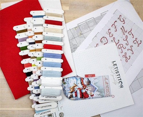 Counted Cross Stitch Kit Snowman and Santa Stocking
