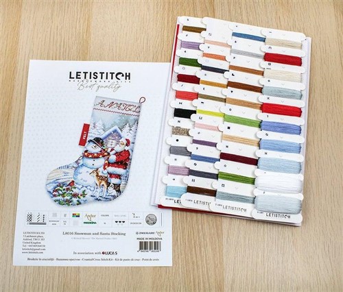 Counted Cross Stitch Kit Snowman and Santa Stocking