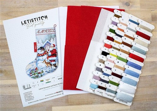 Counted Cross Stitch Kit Snowman and Santa Stocking