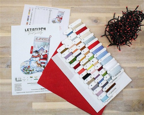 Counted Cross Stitch Kit Snowman and Santa Stocking