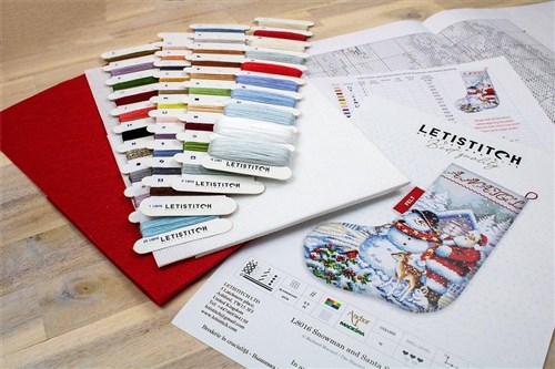 Counted Cross Stitch Kit Snowman and Santa Stocking