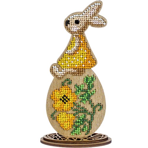 Bead Cross Stitch Easter Egg On Wood