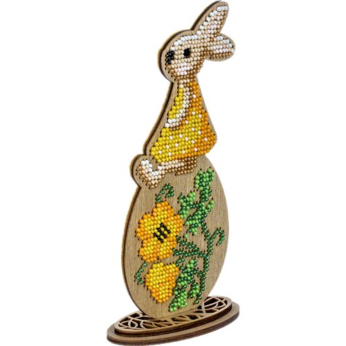Bead Cross Stitch Easter Egg On Wood