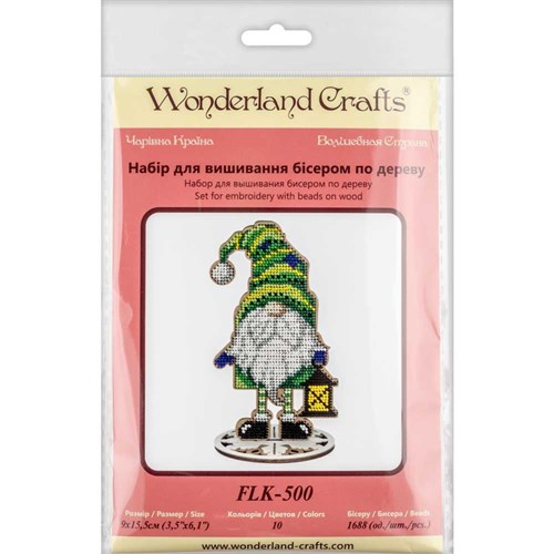 Bead Embroidery Gnome On Wood