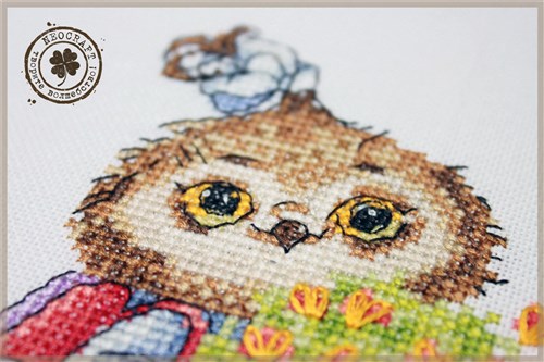 Owl With Flowers Counted Cross-Stitch Kit