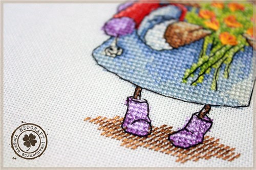 Owl With Flowers Counted Cross-Stitch Kit
