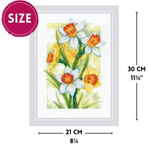 Spring Glow. Daffodils Counted Cross Stitch Kit