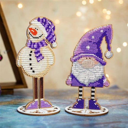 Snowman Bead Embroidery Kit On Wood