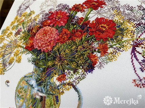 Zinnia And Dill Cross-Stitch Kit