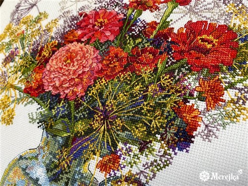 Zinnia And Dill Cross-Stitch Kit
