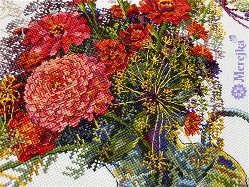 Zinnia And Dill Cross-Stitch Kit