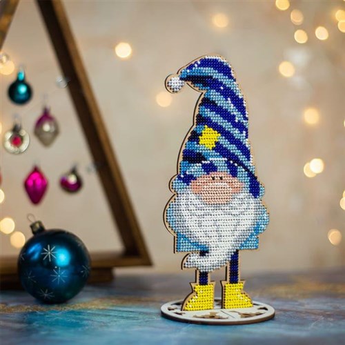 Gnome Bead Embroidery Kit On Wood