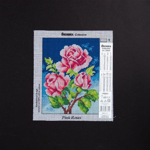 Pink Roses Needlepoint Canvas For Halfstitch W/O Yarn