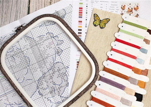 Pied Hens Counted Cross Stitch Kit