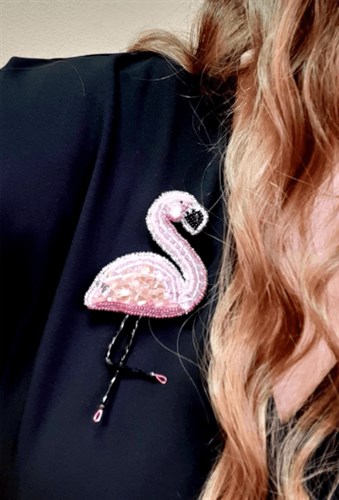 Flamingo Brooch Beadwork Kit