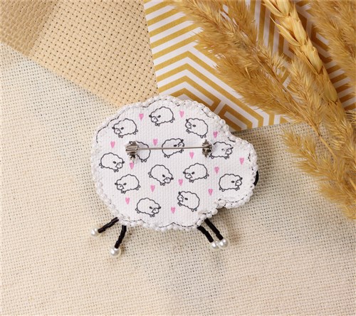 Curly Sheep Beaded Brooch