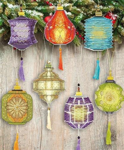 Colorful Lanterns Ornament Plastic Canvas Cross Stitch Kit