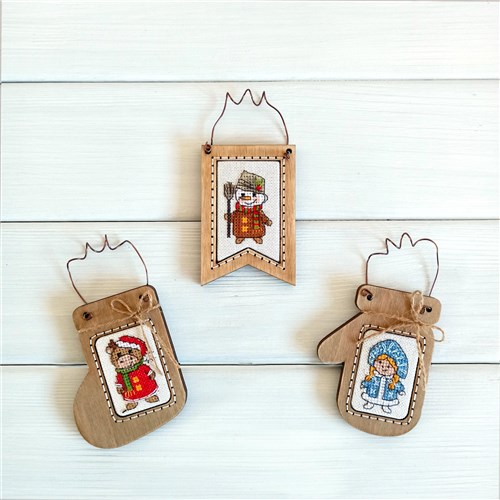 Christmas Charms Cross-Stitch Kit & Frame Set