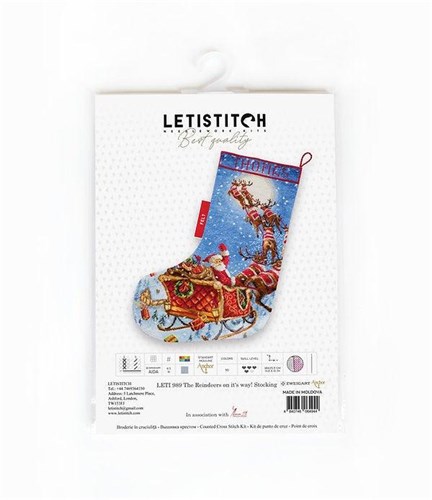 Cross Stitch Kit The Reindeers On Their Way! Stocking